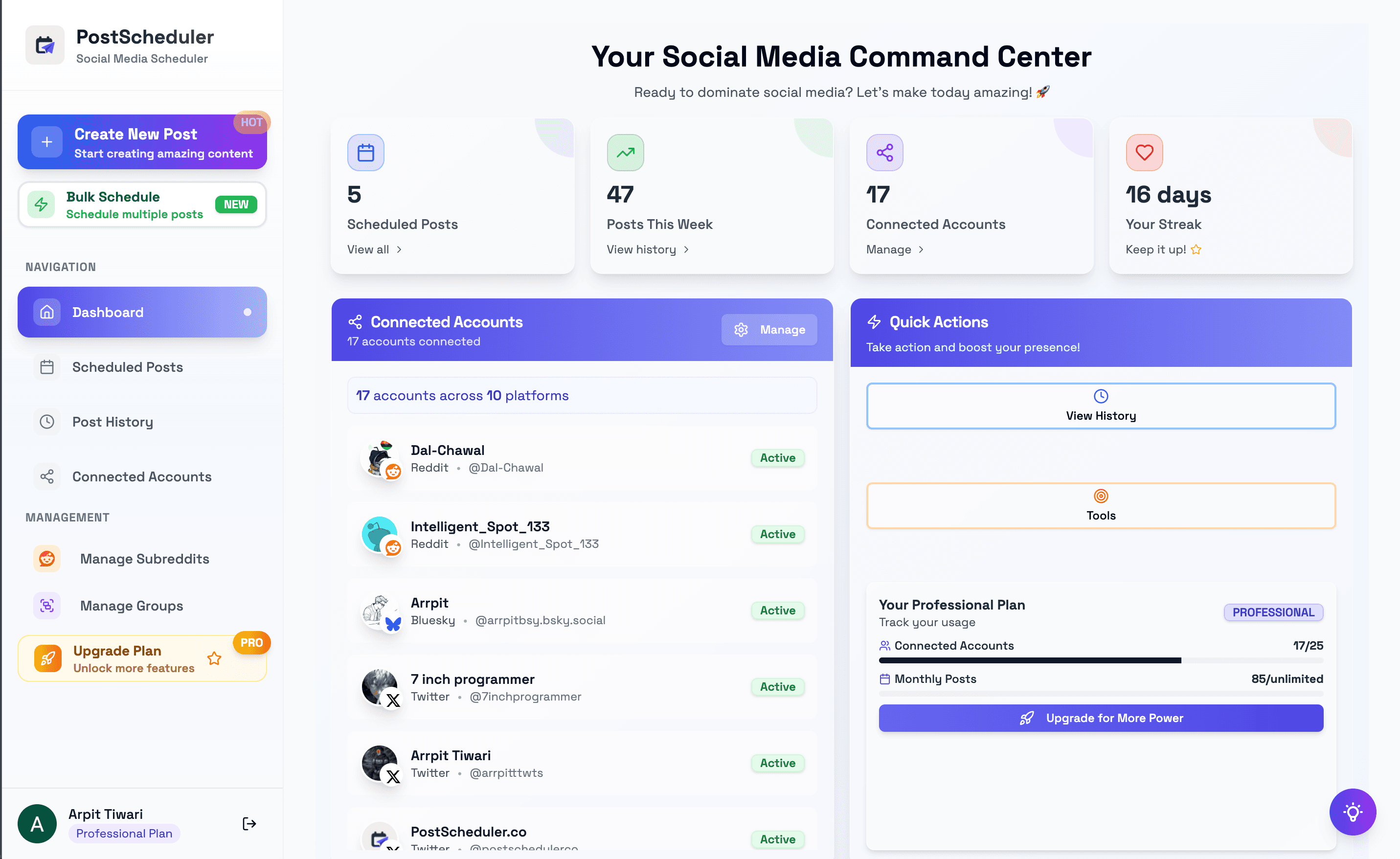 PostScheduler Dashboard